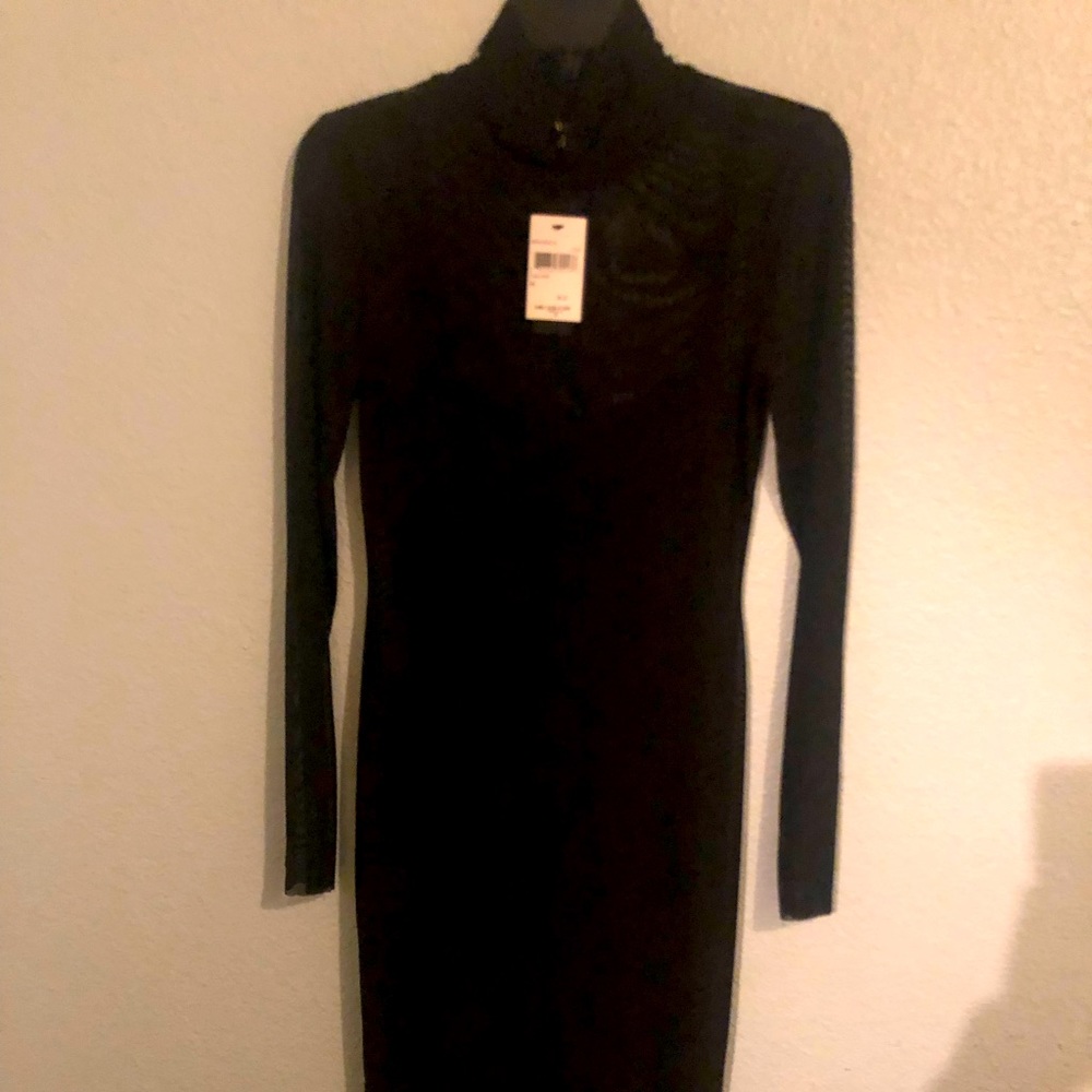 Midi mesh turtleneck dress